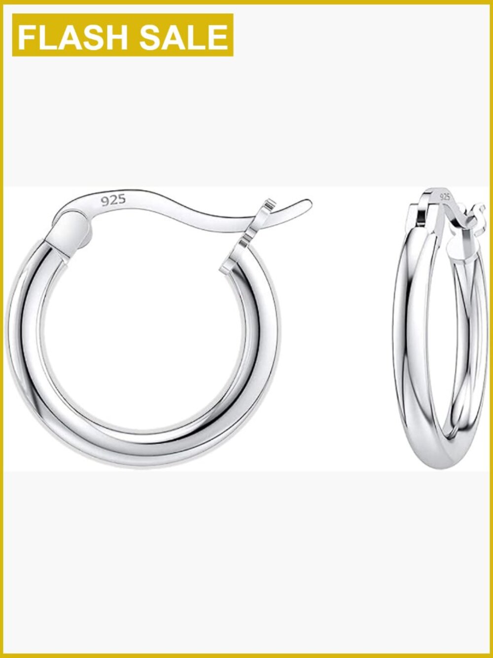 925 Sterling Silver Round Hoop Earrings 10mm-25mm Unisex Hypoallergenic